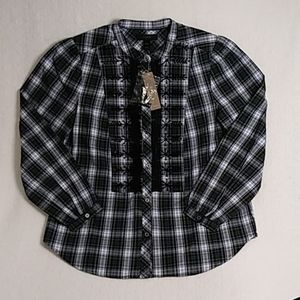 😍HP😍NWT J.Crew Embellished Plaid ButtonUp Blouse